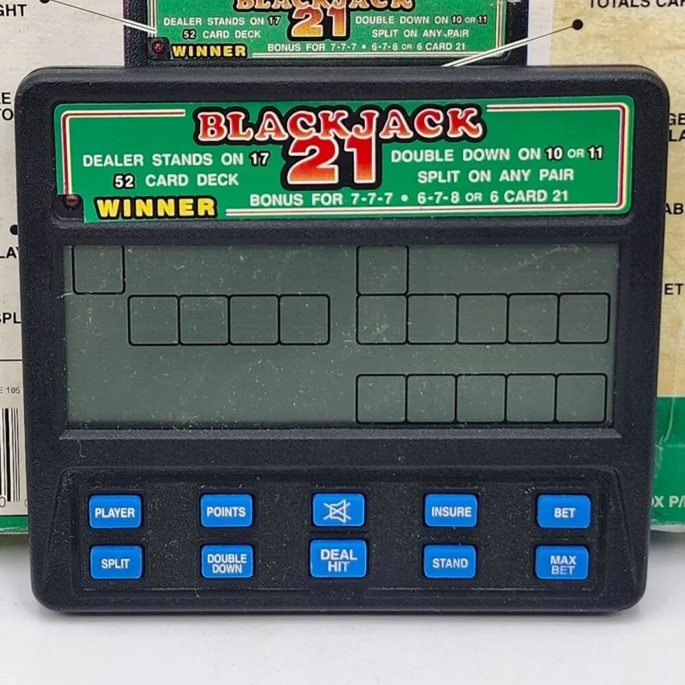 Radica Blackjack 21 Handheld Electronic Game Model 1450 Vintage New Open Box
